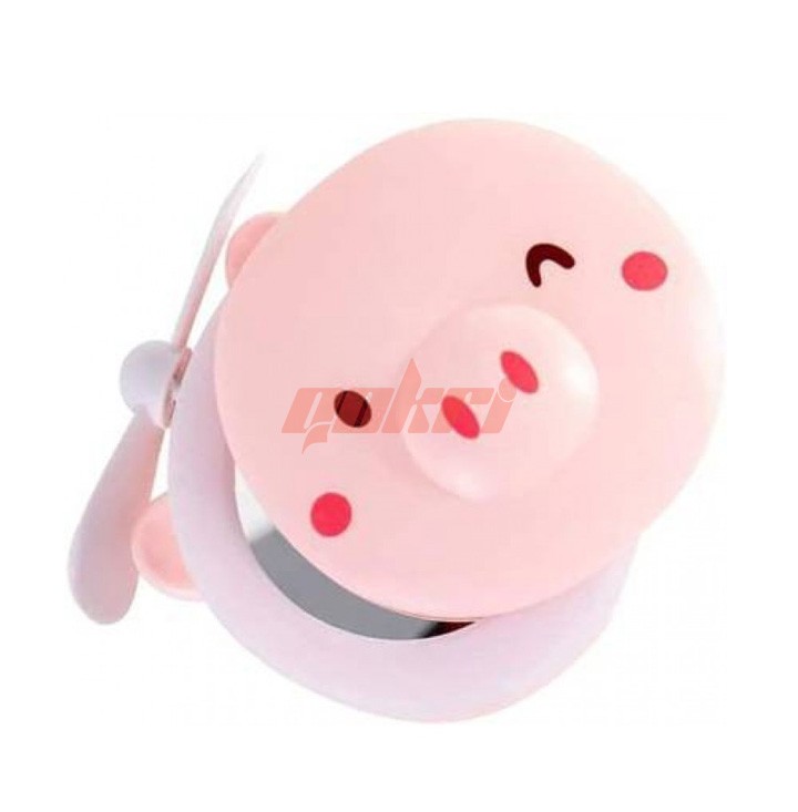 usb rechargeable makeup mirror fan with cute led ligh